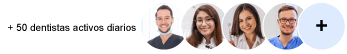 Cuatro odontólogos profesionales representando más de 50 dentistas activos diariamente en la plataforma